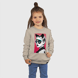 Свитшот хлопковый детский Cat girl in a mask - neural network - pop art, цвет: миндальный — фото 2