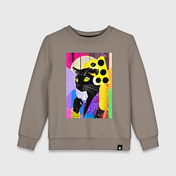 Свитшот хлопковый детский Black cat cheese - pop art - poster, цвет: утренний латте