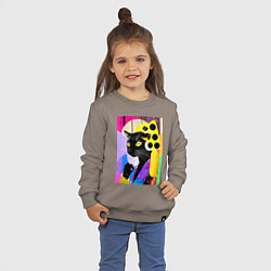 Свитшот хлопковый детский Black cat cheese - pop art - poster, цвет: утренний латте — фото 2