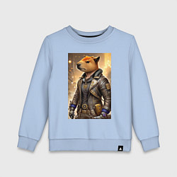 Свитшот хлопковый детский Cool capybara - steampunk - neural network, цвет: мягкое небо