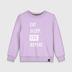 Свитшот хлопковый детский Eat Sleep EXO Repeat, цвет: лаванда