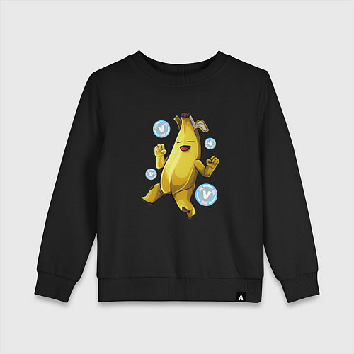 Детский свитшот Банан с В-баксами Фортнайт / Черный – фото 1