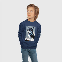 Свитшот хлопковый детский Волчара в мегаполисе, цвет: тёмно-синий — фото 2