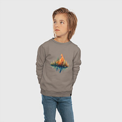 Свитшот хлопковый детский Геометрический лес, цвет: утренний латте — фото 2