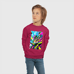 Свитшот хлопковый детский Прикольный заяц - поп-арт - нейросеть, цвет: маджента — фото 2