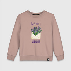 Свитшот хлопковый детский Lavender Summer - букет лаванды в конверте, цвет: пыльно-розовый