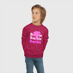 Свитшот хлопковый детский Логотип Барби объемный, цвет: маджента — фото 2