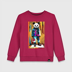 Свитшот хлопковый детский Funny panda - pop art, цвет: маджента