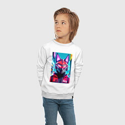 Свитшот хлопковый детский Cyber fox - neural network, цвет: белый — фото 2