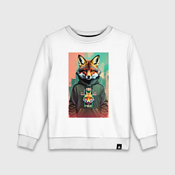 Свитшот хлопковый детский Dude fox - urban style, цвет: белый