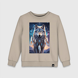 Свитшот хлопковый детский Шаман волк, цвет: миндальный