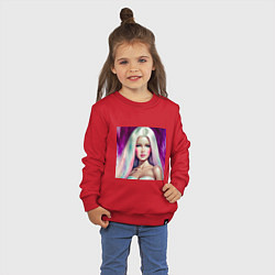 Свитшот хлопковый детский Барби с распущенными волосами, цвет: красный — фото 2