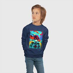 Свитшот хлопковый детский Прикольный черепок - поп-арт, цвет: тёмно-синий — фото 2