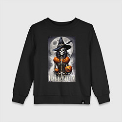 Свитшот хлопковый детский Witch - skeleton - halloween, цвет: черный