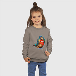 Свитшот хлопковый детский Ленивый бенгальский кот с попкорном, цвет: утренний латте — фото 2