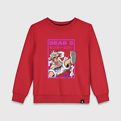 Свитшот хлопковый детский One piece - gear 5 белый, цвет: красный