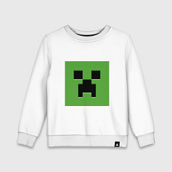 Свитшот хлопковый детский Minecraft creeper face, цвет: белый
