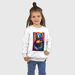 Свитшот хлопковый детский Медведица Мона Лиза - поп-арт, цвет: белый — фото 2