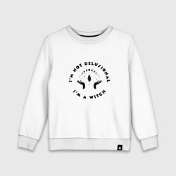 Свитшот хлопковый детский Надпись Я ведьма, цвет: белый