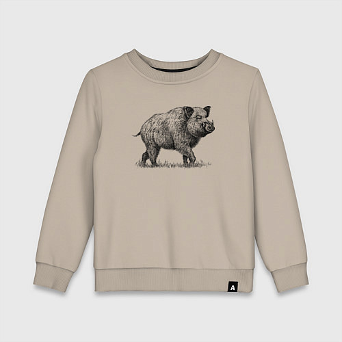 Детский свитшот Кабан гуляет / Миндальный – фото 1
