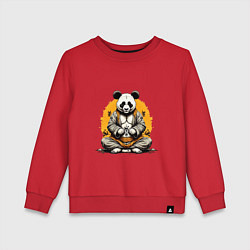 Свитшот хлопковый детский Панда на медитации, цвет: красный