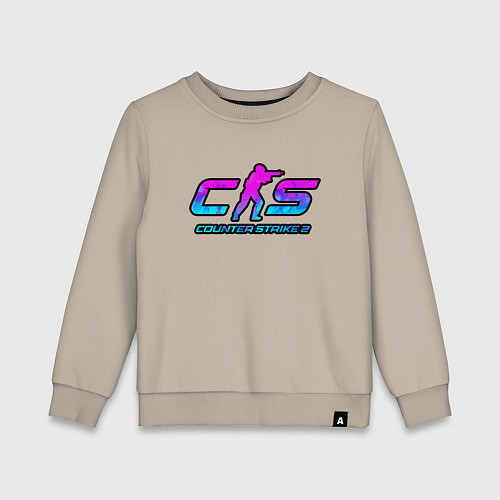 Детский свитшот КС 2 лого неон / Миндальный – фото 1