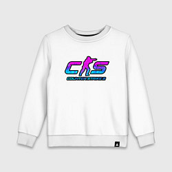 Свитшот хлопковый детский КС 2 лого неон, цвет: белый