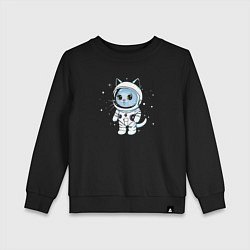 Свитшот хлопковый детский Котик в космосе, цвет: черный