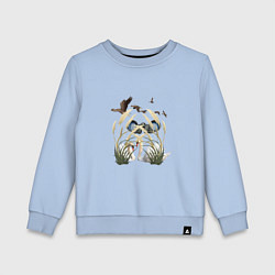 Свитшот хлопковый детский Наблюдение за птицами, цвет: мягкое небо