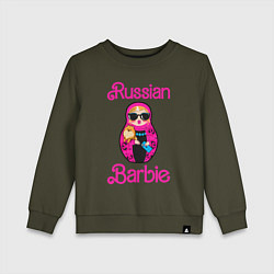 Свитшот хлопковый детский Барби русская, цвет: хаки