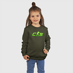 Свитшот хлопковый детский CS2 green logo, цвет: хаки — фото 2