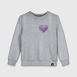 Свитшот хлопковый детский Цветы и сердце с надписью, цвет: меланж