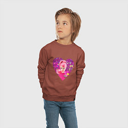 Свитшот хлопковый детский Барби сердечко, цвет: кирпичный — фото 2