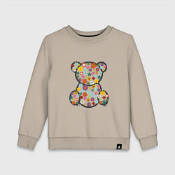 Свитшот хлопковый детский Медведь в цветах, цвет: миндальный