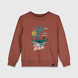 Свитшот хлопковый детский Enjoy to the beach, цвет: кирпичный