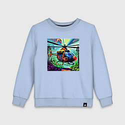 Свитшот хлопковый детский Вертолет в небе, цвет: мягкое небо