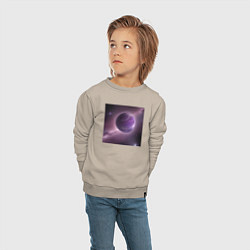 Свитшот хлопковый детский Планета фиолет, цвет: миндальный — фото 2