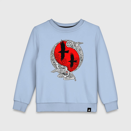 Детский свитшот Вороны Одина - кельтский узор / Мягкое небо – фото 1