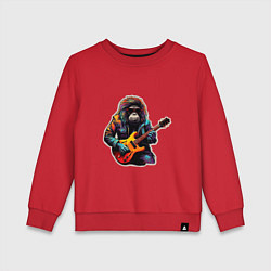 Свитшот хлопковый детский Обезьяна с гитарой, цвет: красный