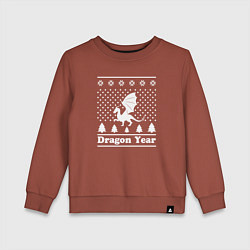 Свитшот хлопковый детский Sweater dragon year, цвет: кирпичный