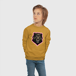 Свитшот хлопковый детский Bear head, цвет: горчичный — фото 2