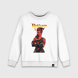 Свитшот хлопковый детский Карлах - врата балдура, цвет: белый