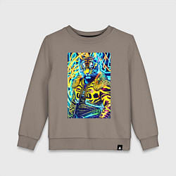 Свитшот хлопковый детский Neon tiger - pop art - neural network, цвет: утренний латте