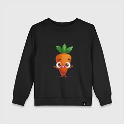 Свитшот хлопковый детский Морковка кавайная, цвет: черный