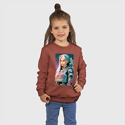 Свитшот хлопковый детский Barbie - cyberpunk - neural network, цвет: кирпичный — фото 2