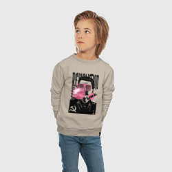 Свитшот хлопковый детский Сталин любовь революция и жвачка, цвет: миндальный — фото 2