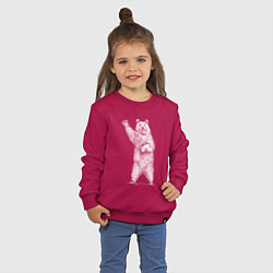 Свитшот хлопковый детский Медведь стоит и машет, цвет: маджента — фото 2