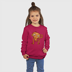 Свитшот хлопковый детский Удивлённая обезьянка, цвет: маджента — фото 2