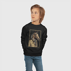 Свитшот хлопковый детский Конь в бежевом пальто, цвет: черный — фото 2