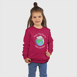 Свитшот хлопковый детский Save the earth cats live here, цвет: маджента — фото 2